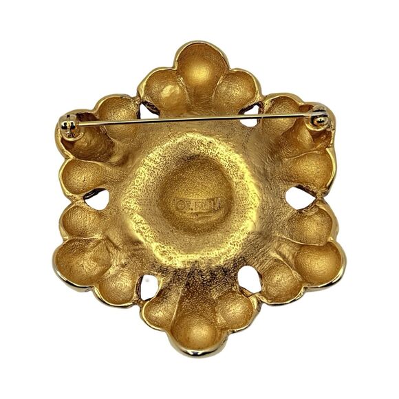 Erwin Pearl Gold Plated Floral Brooch Pin Statement Jewelry Elegant Signed RARE - Picture 6 of 16